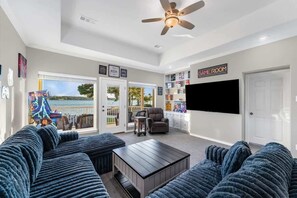 TV, fireplace, video games, offices