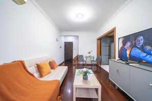 Superior Apartment, 1 Bedroom, Kitchen, City View | Living room | 55-inch Smart TV with cable channels - Tyms Modern 1BR APT Gubei Carnival Court (Shanghai)