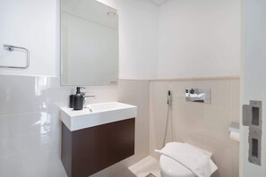 Ducha, secador de pelo y toallas