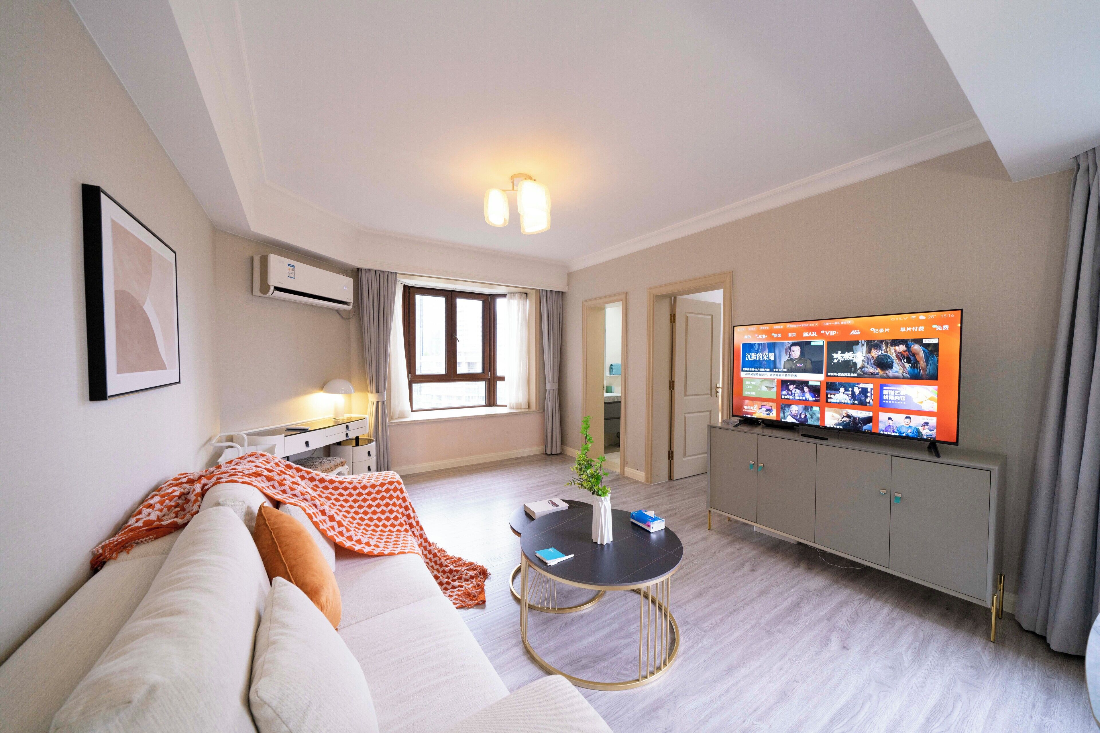 高級公寓, 1 間臥室, 廚房, 城市景 | 客廳