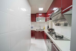 Căn hộ Superior, 2 phòng ngủ, bếp, quang cảnh thành phố | Bếp riêng