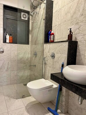 Regadera, amenidades de baño gratuitas, secadora de cabello, toallas 