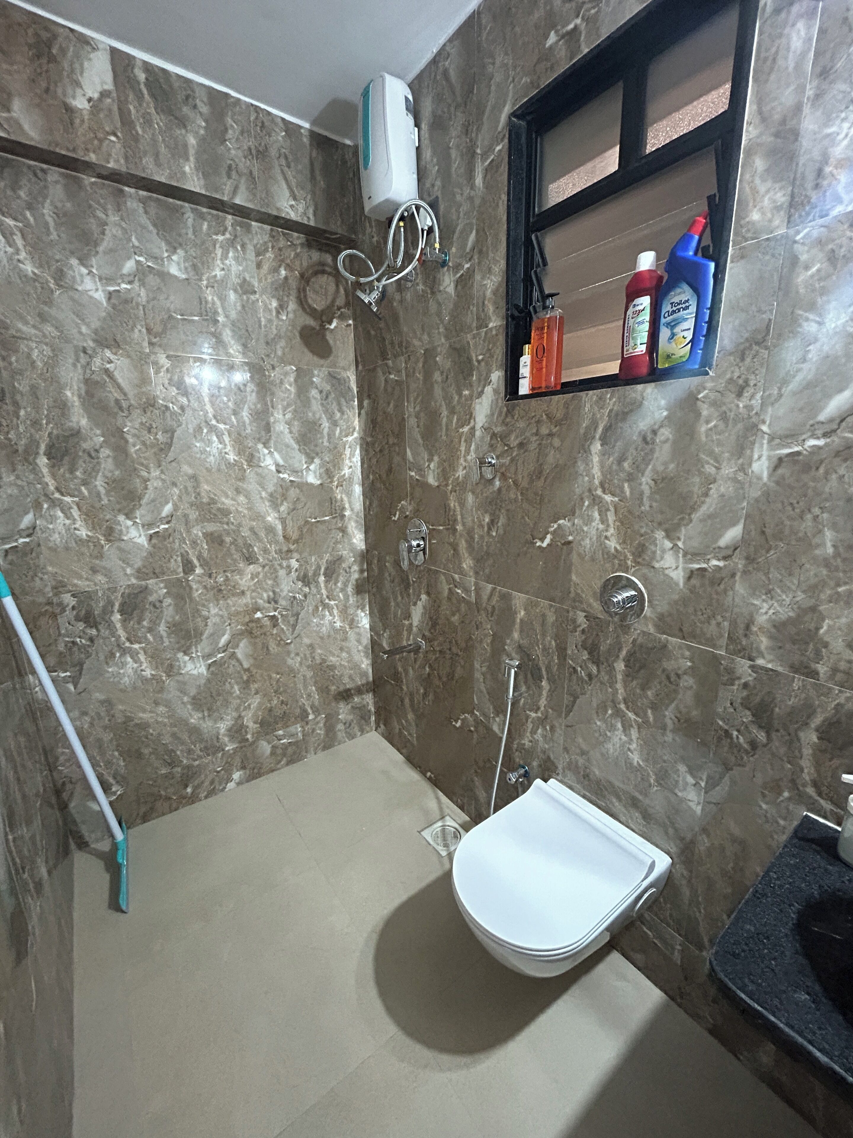 Hair dryer, bidet, towels, soap