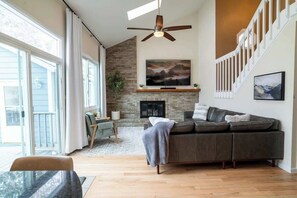 TV, fireplace, video games, books