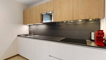 Réfrigérateur, micro-ondes, plaque de cuisson, lave-vaisselle