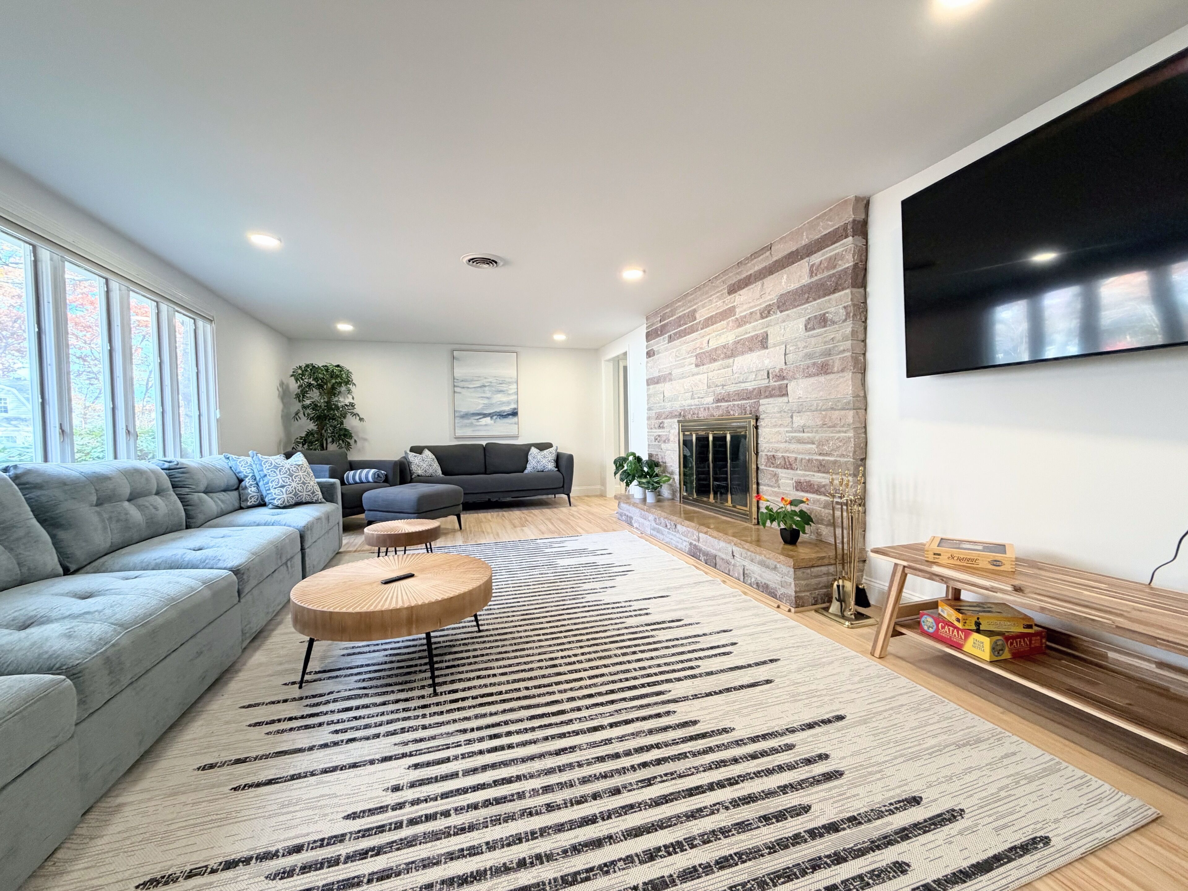 Televisión y chimenea 