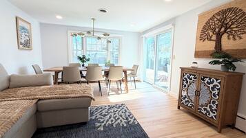 Smart TV, fireplace, table tennis, books