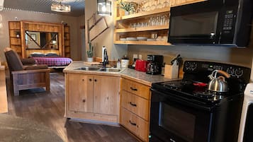 Microondas, horno y placa de cocina