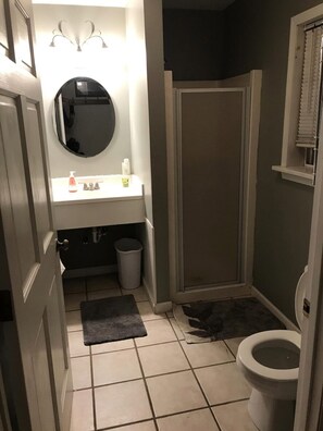 Hair dryer, soap, toilet paper