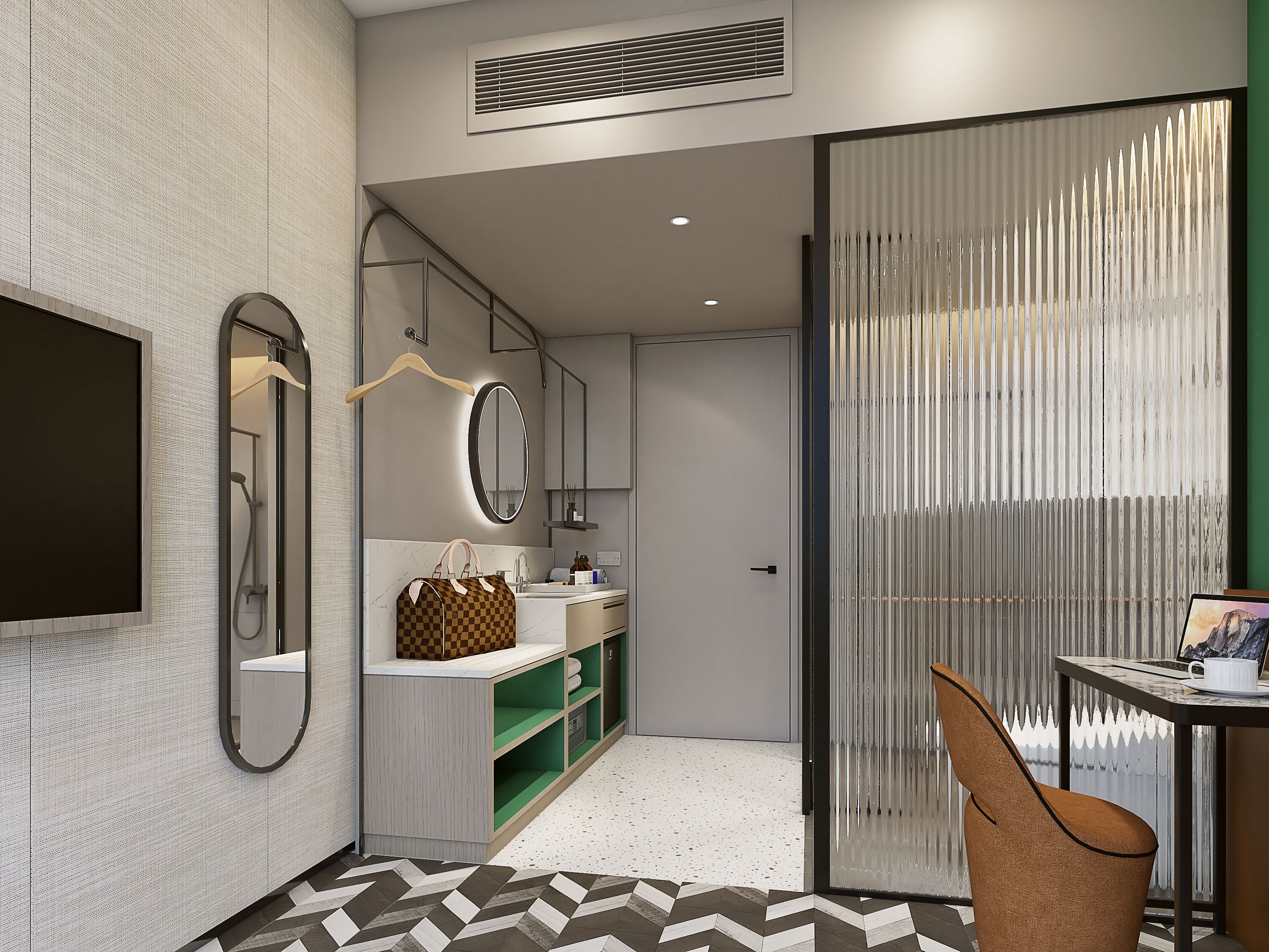 Caja fuerte, espacio para trabajar con un portátil, cortinas opacas