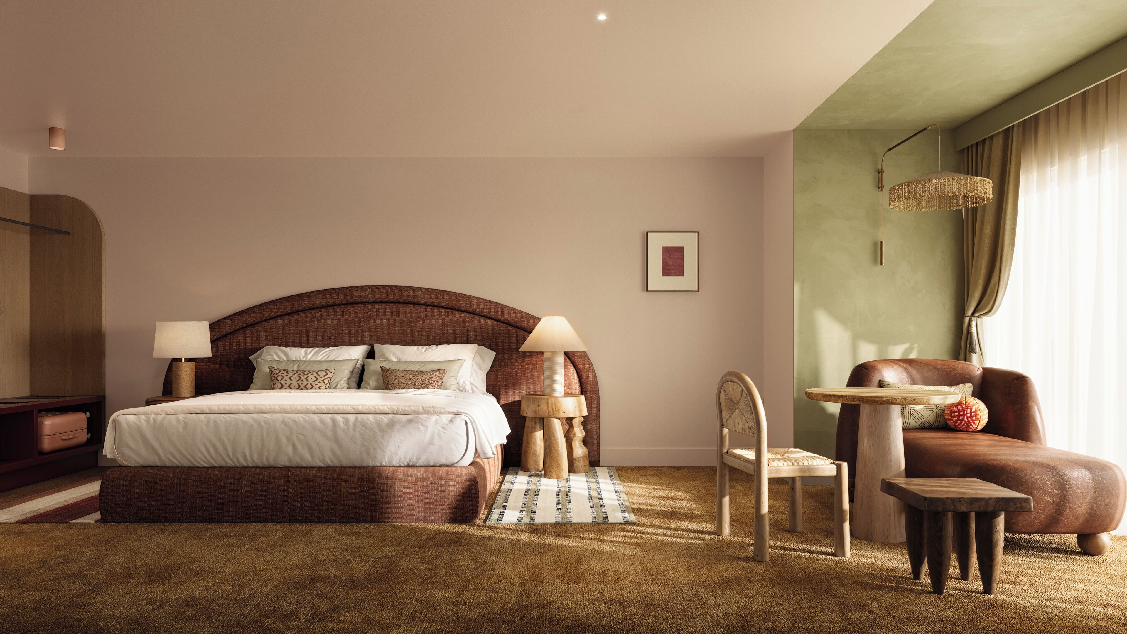 ملاءات للفراش لا تسبب الحساسية وأسرّة بطبقة علوية مريحة وميني بار