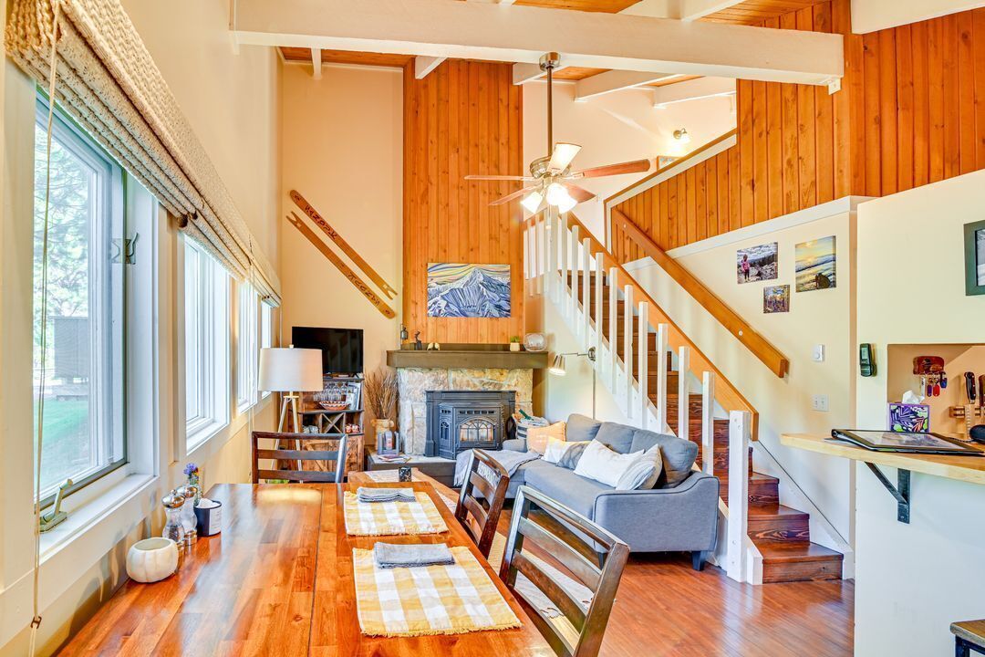 Televisie, een open haard en boeken