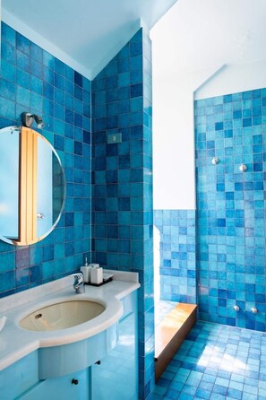 Jetted tub, hair dryer, bidet, towels