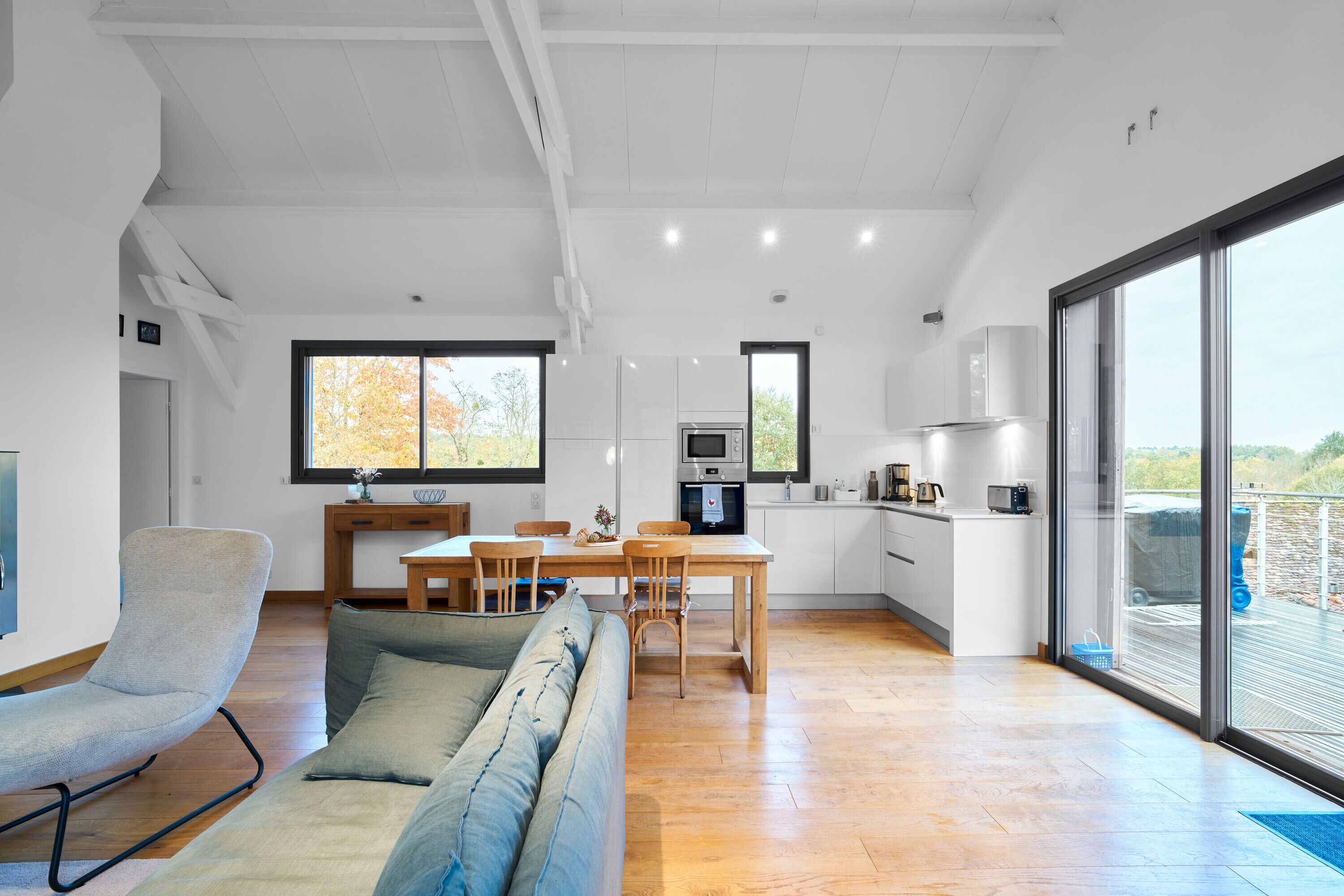 Televisor, llar de foc, reproductor de DVD i taula de tennis de taula 