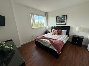 Blackout curtains, iron/ironing board, free WiFi