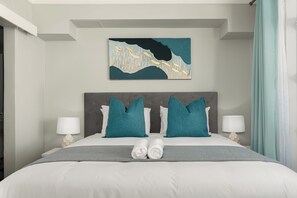 2 bedrooms, in-room safe, iron/ironing board, internet