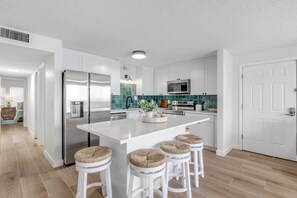 Fridge, microwave, oven, dishwasher