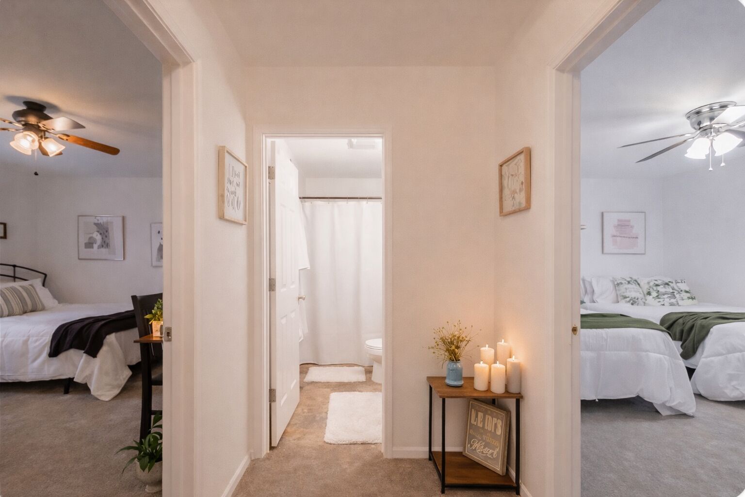 2 bedrooms, desk, iron/ironing board, travel crib