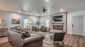 TV, fireplace, table tennis