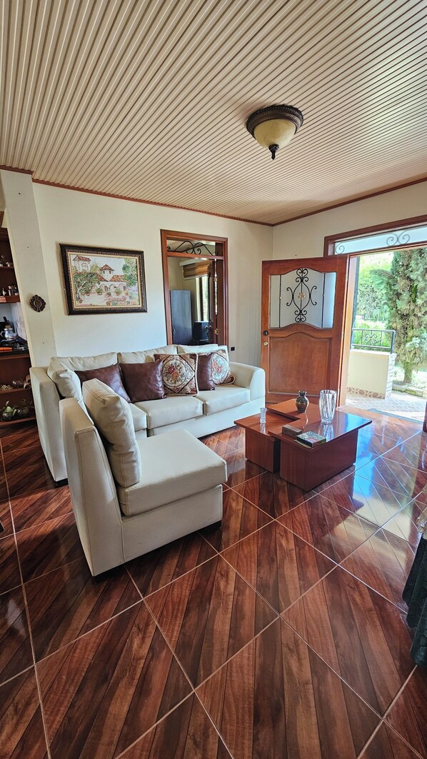 Smart TV, fireplace, stereo