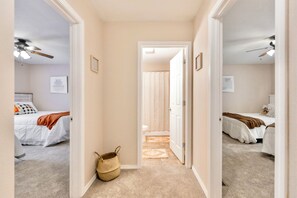 2 bedrooms, desk, iron/ironing board, travel crib