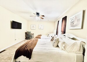 2 bedrooms, desk, iron/ironing board, travel cot