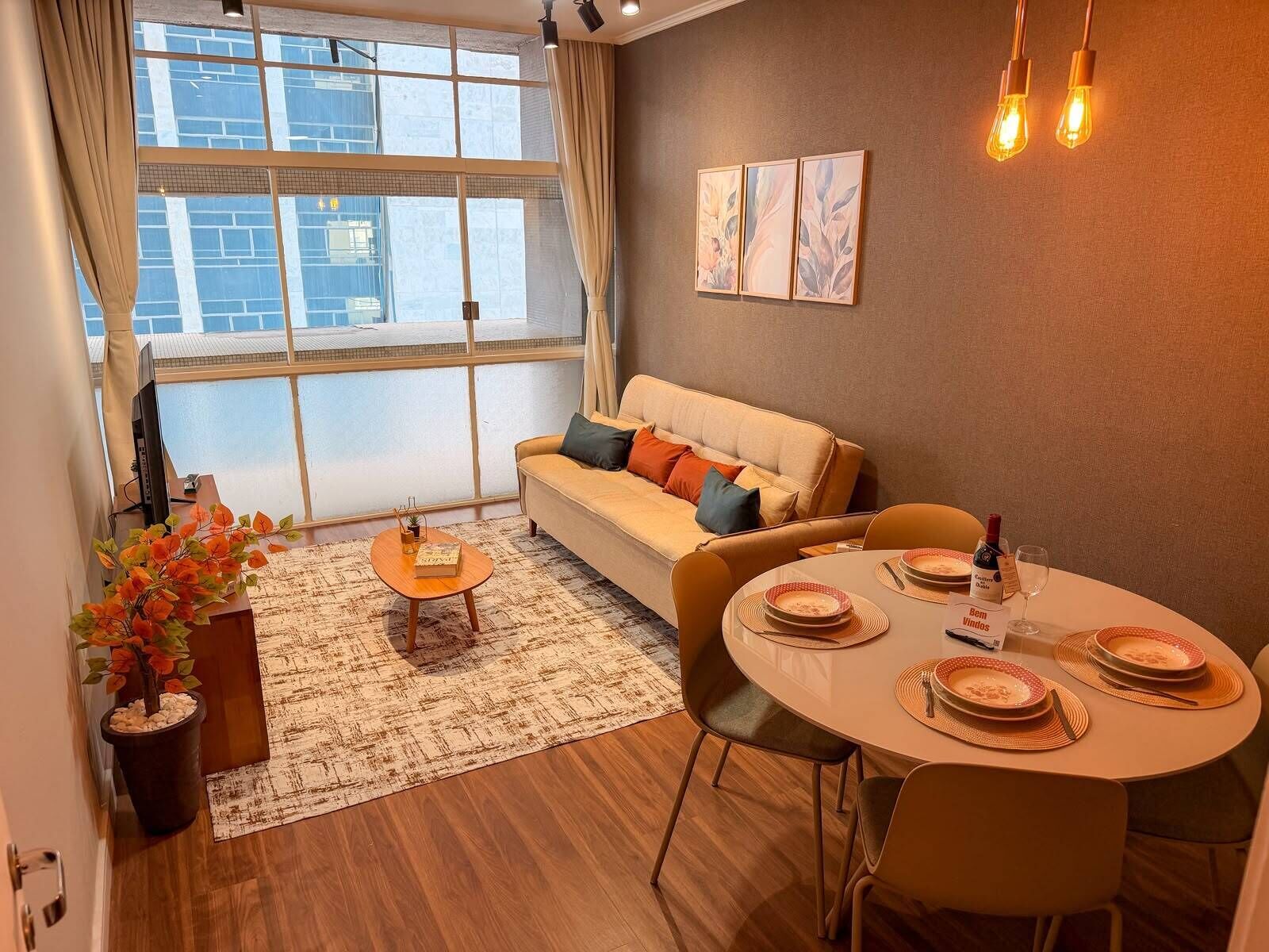 Panoramic Apartment | Living area | 40-inch flat-screen TV with digital channels, TV
