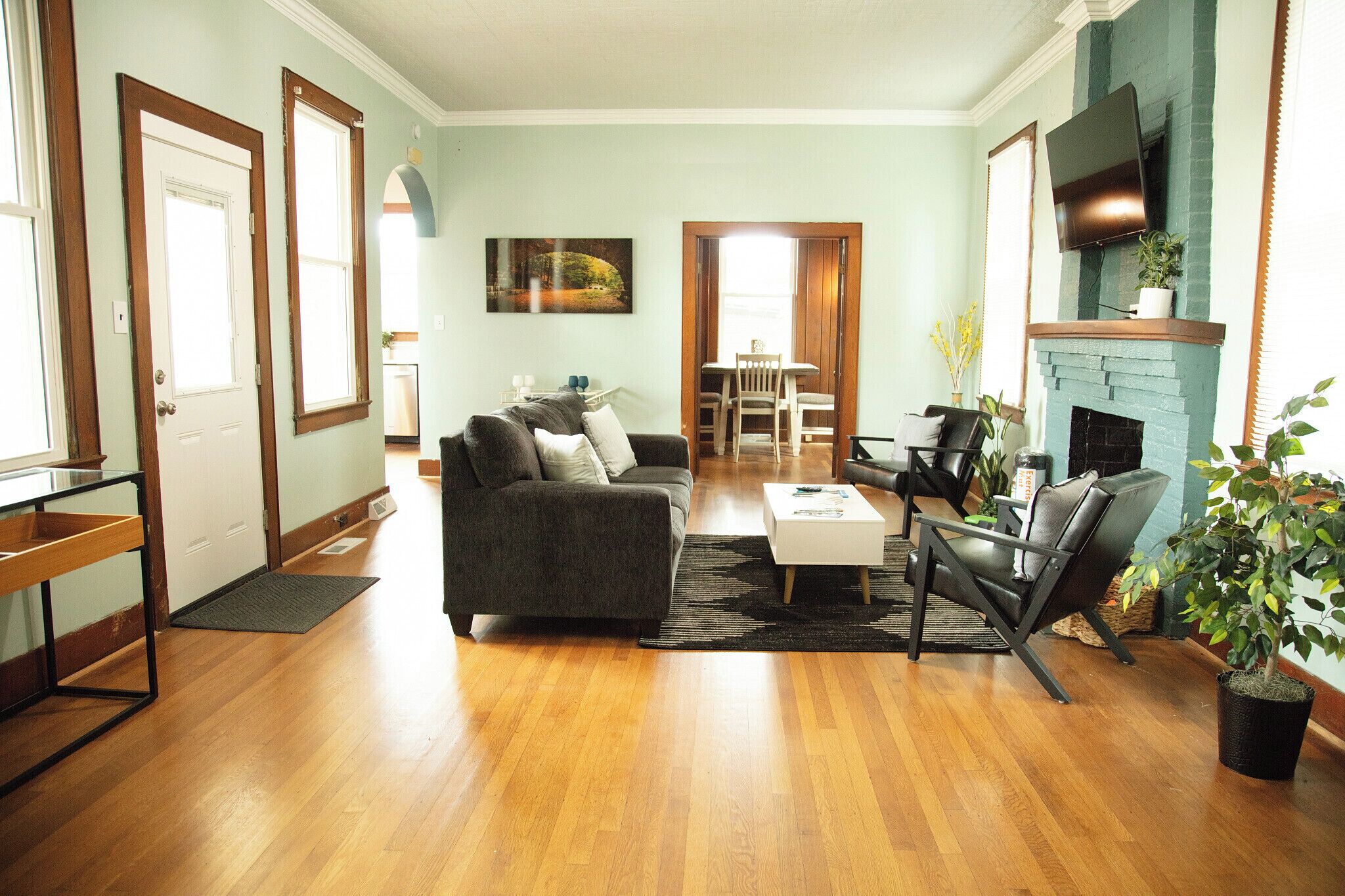 Televisión y chimenea 