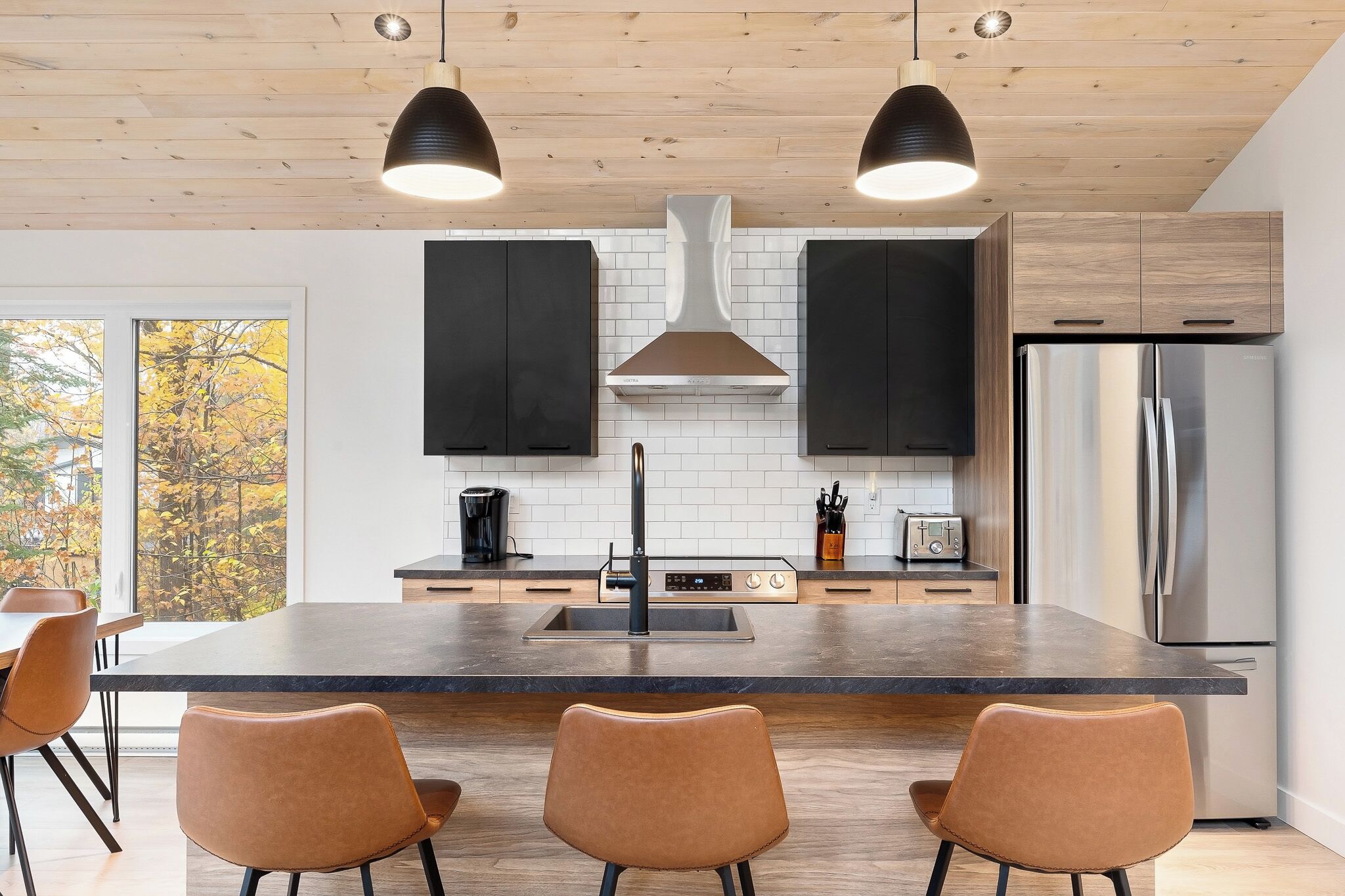 Een magnetron, een kookplaat, een vaatwasser