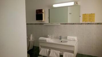 Shower, towels, soap, shampoo