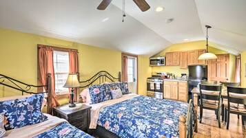 Desk, free WiFi, bed sheets