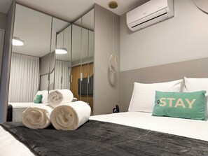 Lägenhet Premium - utsikt mot staden | Mörkläggningsgardiner, strykjärn/strykbräda och gratis wi-fi