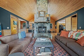 スマートテレビ、暖炉、書庫、ステレオ