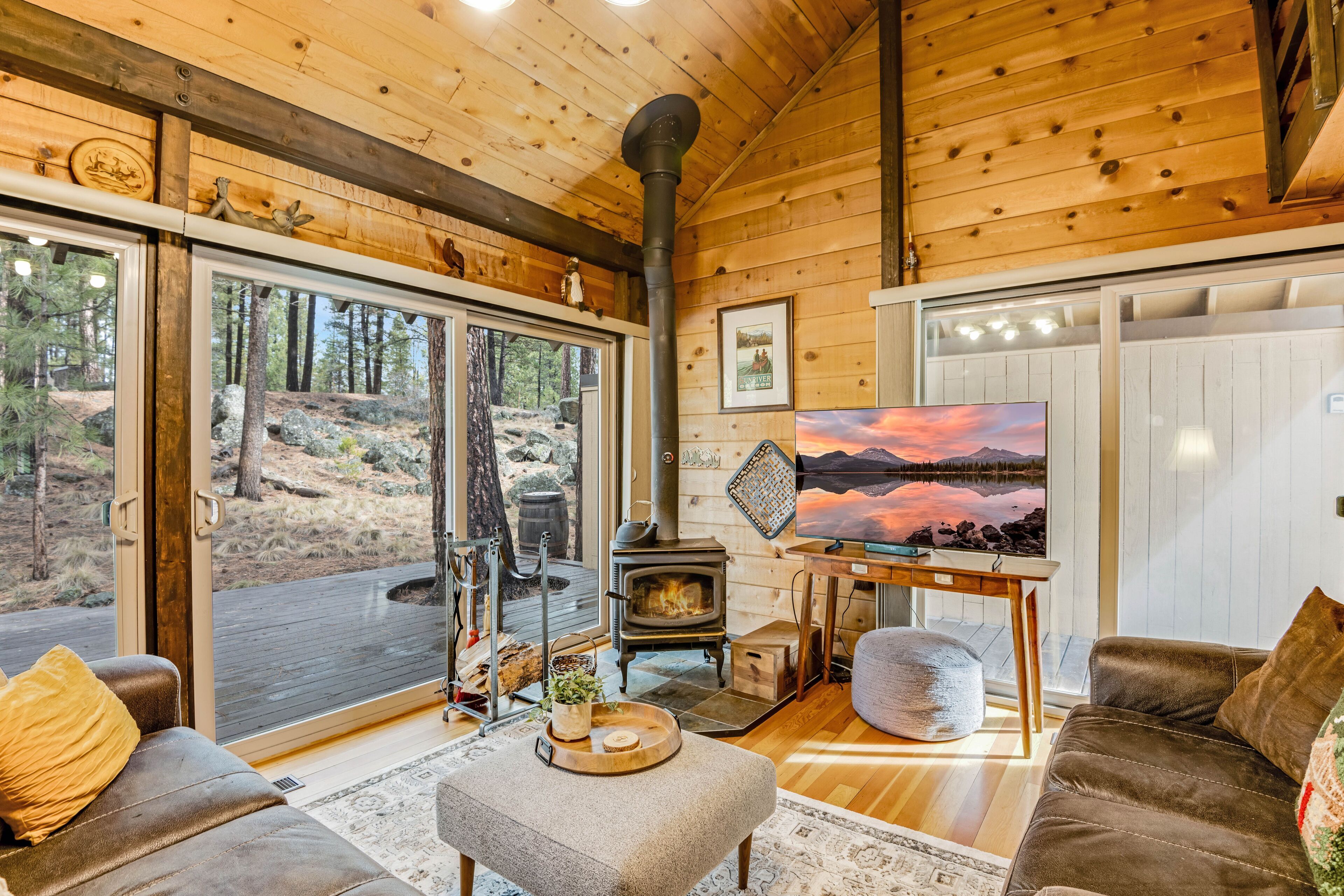 TV, fireplace