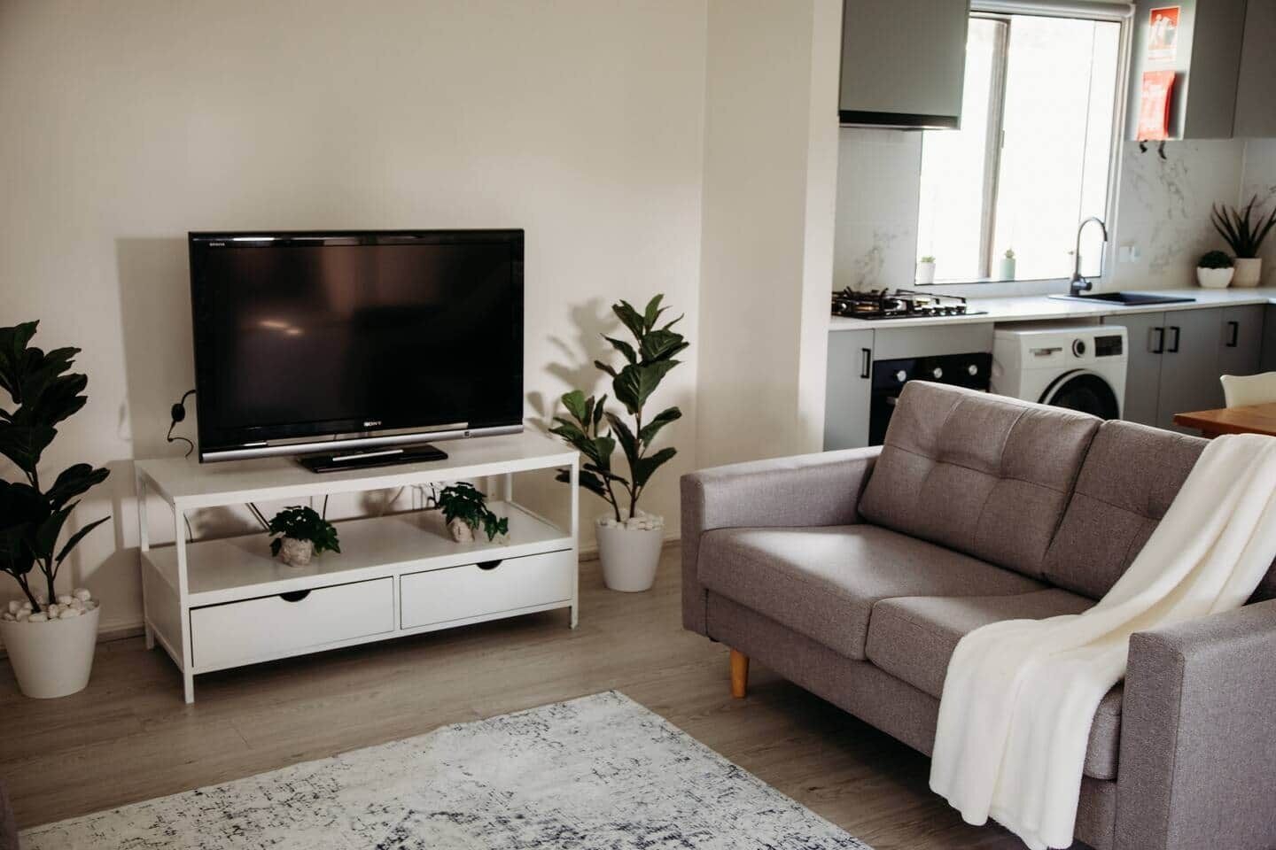 Televisión y chimenea 