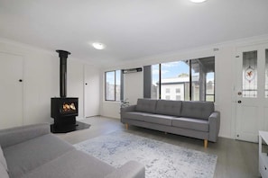 TV, fireplace