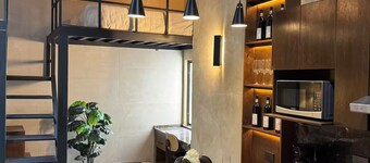 Centrally located and modern loft with unique charm.