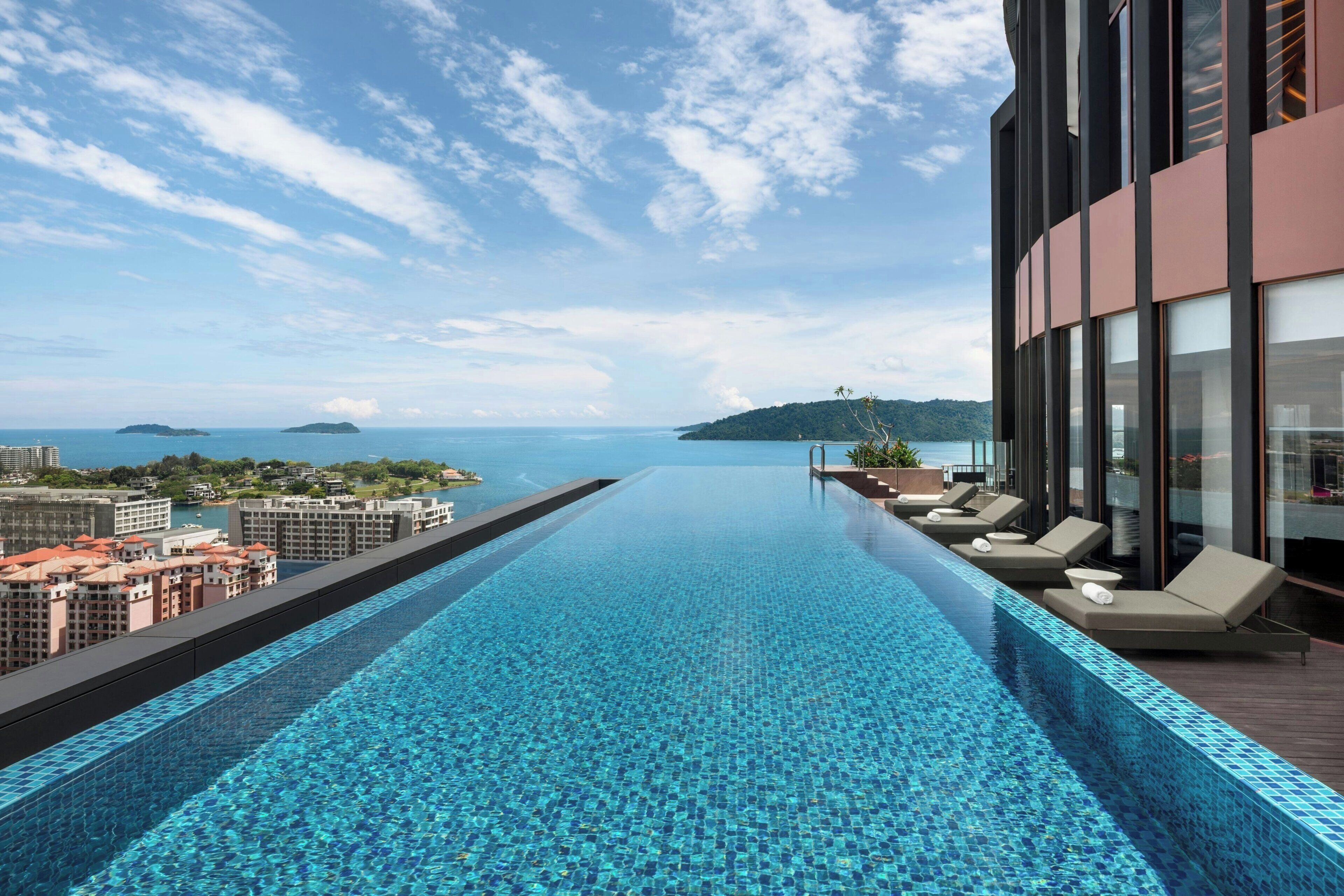 Outdoor pool, sun loungers