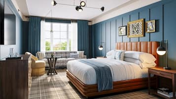 Deluxe-huone, 1 suuri parisänky | Tallelokero huoneessa, pimennysverhot, silitysrauta/-lauta