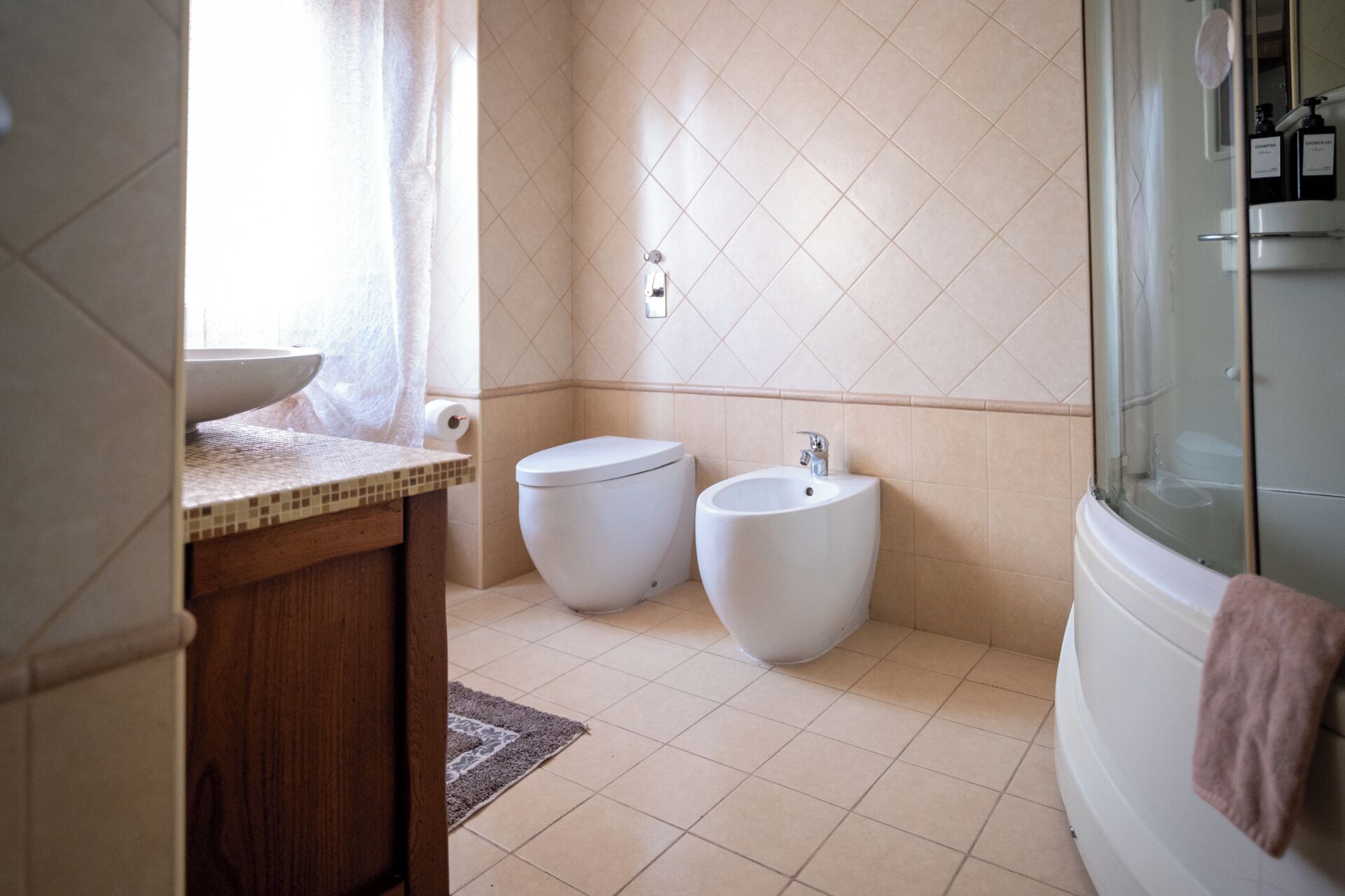Dusche, Haartrockner, Bidet, Handtücher
