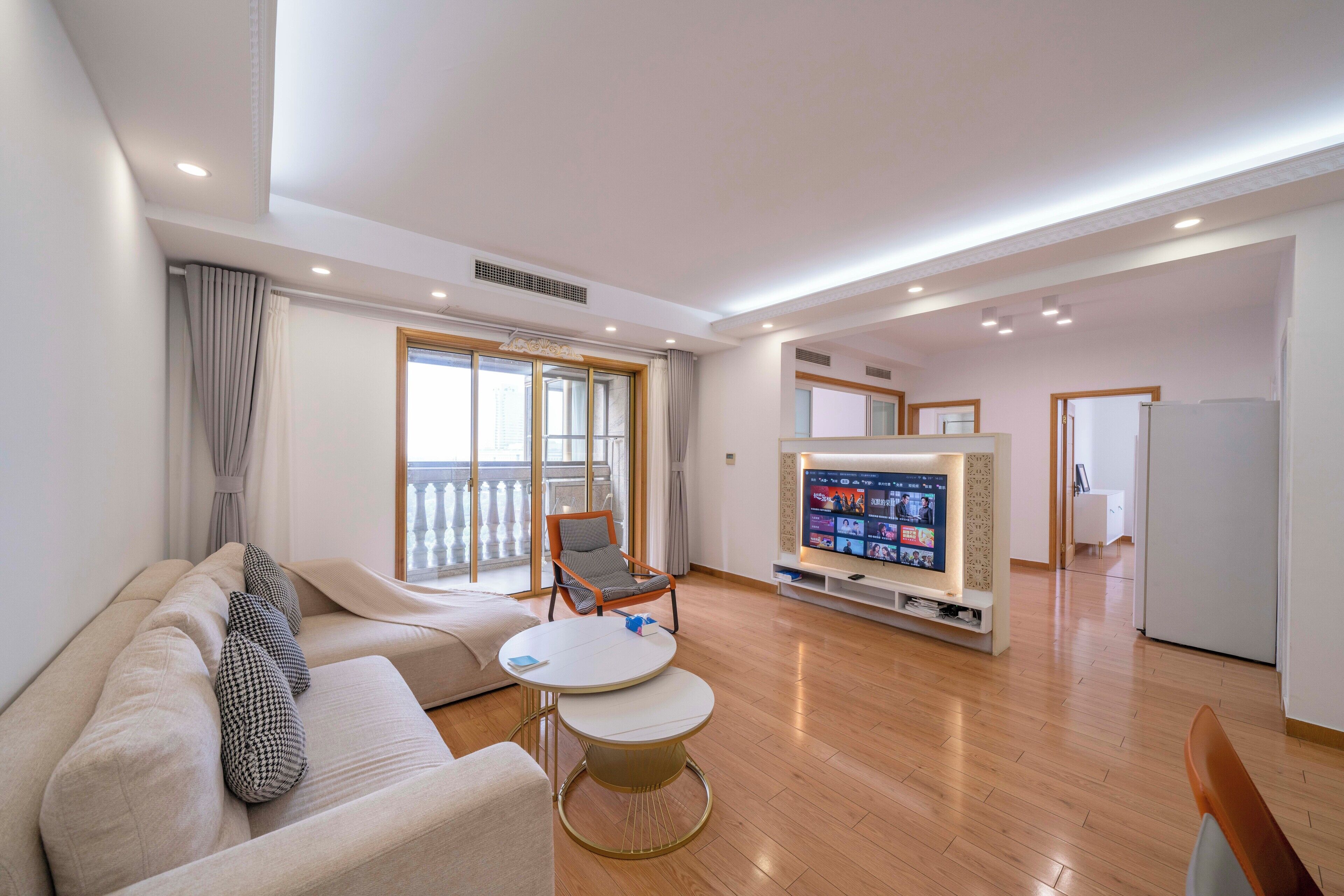 Superior Apartment, 3 Bedrooms, Kitchen, City View | Living room | 55-inch Smart TV with cable channels