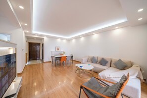 Superior Apartment, 3 Bedrooms, Kitchen, City View | Living room | 55-inch Smart TV with cable channels - Tyms Gubei Elegant 3BR 2BA APT  (Shanghai)