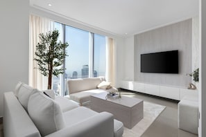 Deluxe-huoneisto, tupakointi kielletty, näköala kanavalle | Oleskelualue