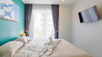 Apartment, Balkon | Zimmersafe, Verdunkelungsvorhänge, Bügeleisen/Bügelbrett