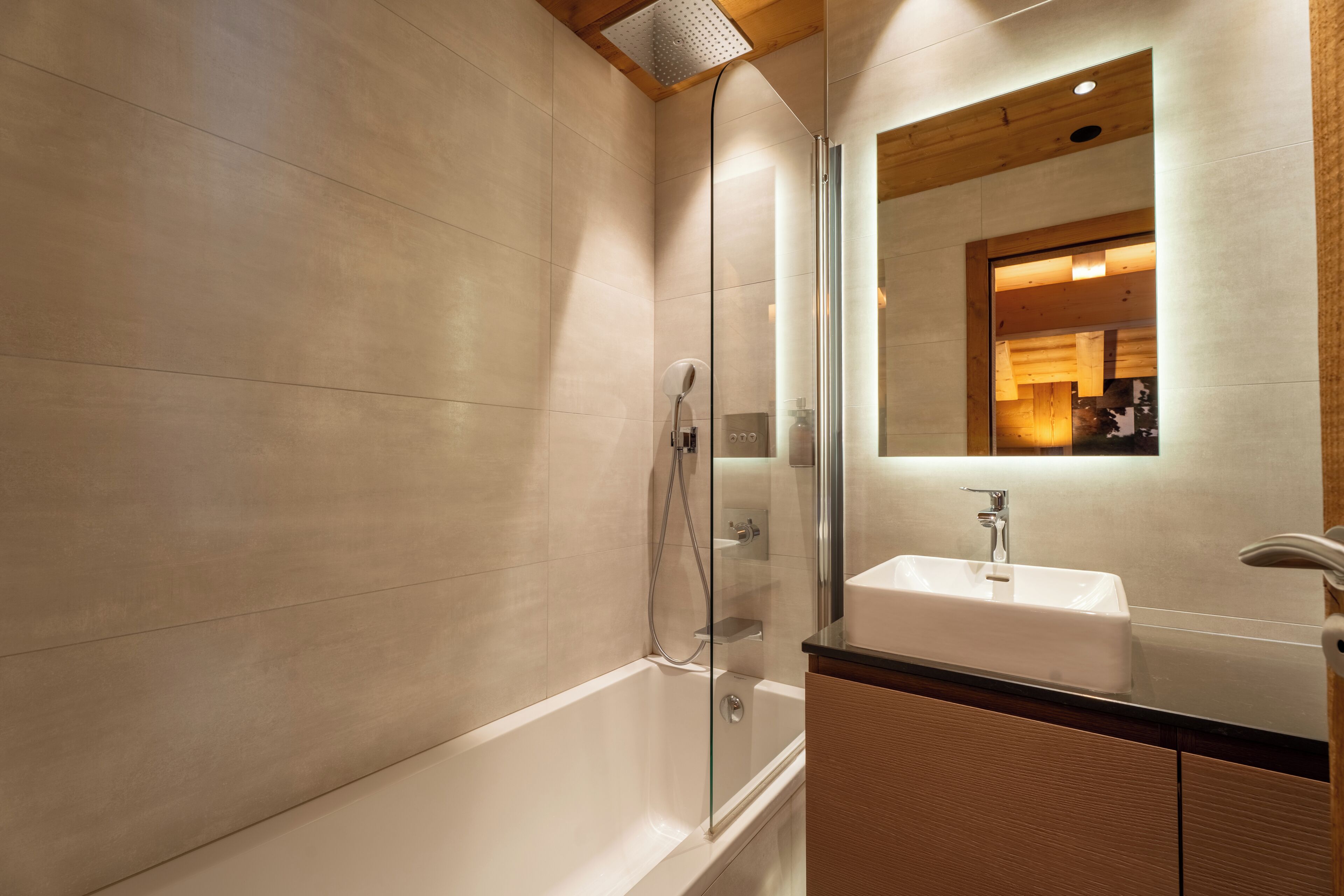 Comfort Apartment | Bathroom | Rainfall showerhead, hair dryer, bathrobes, slippers