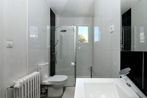 Shower, towels - Room 'Room 7' with Shared Terrace, Wi-Fi, and Air Conditioning (Salies-du-Salat)