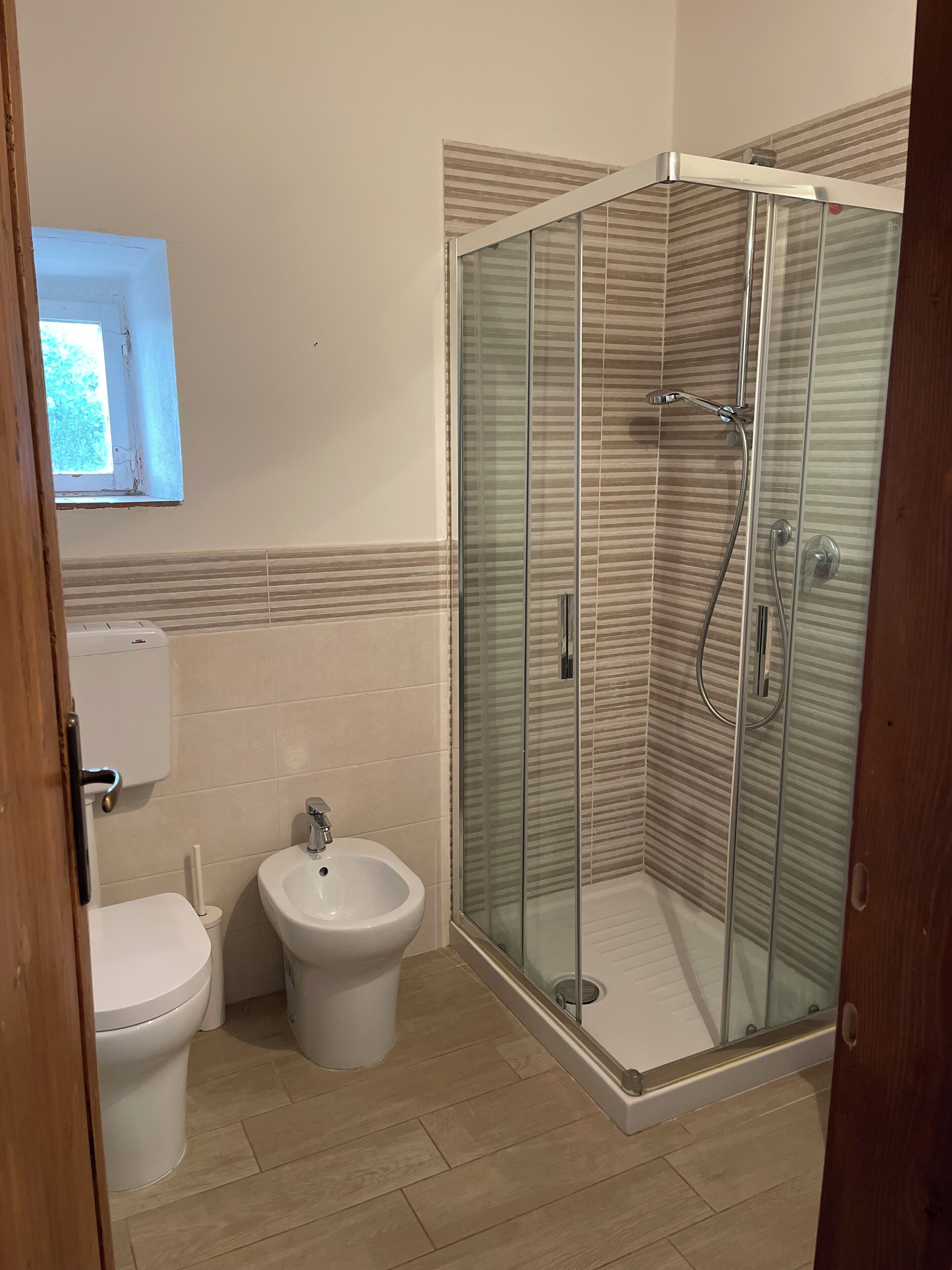 Hair dryer, towels, toilet paper