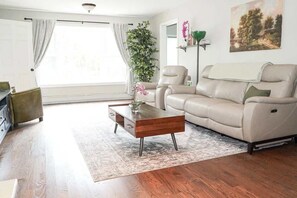 Televisio, takka, työhuone