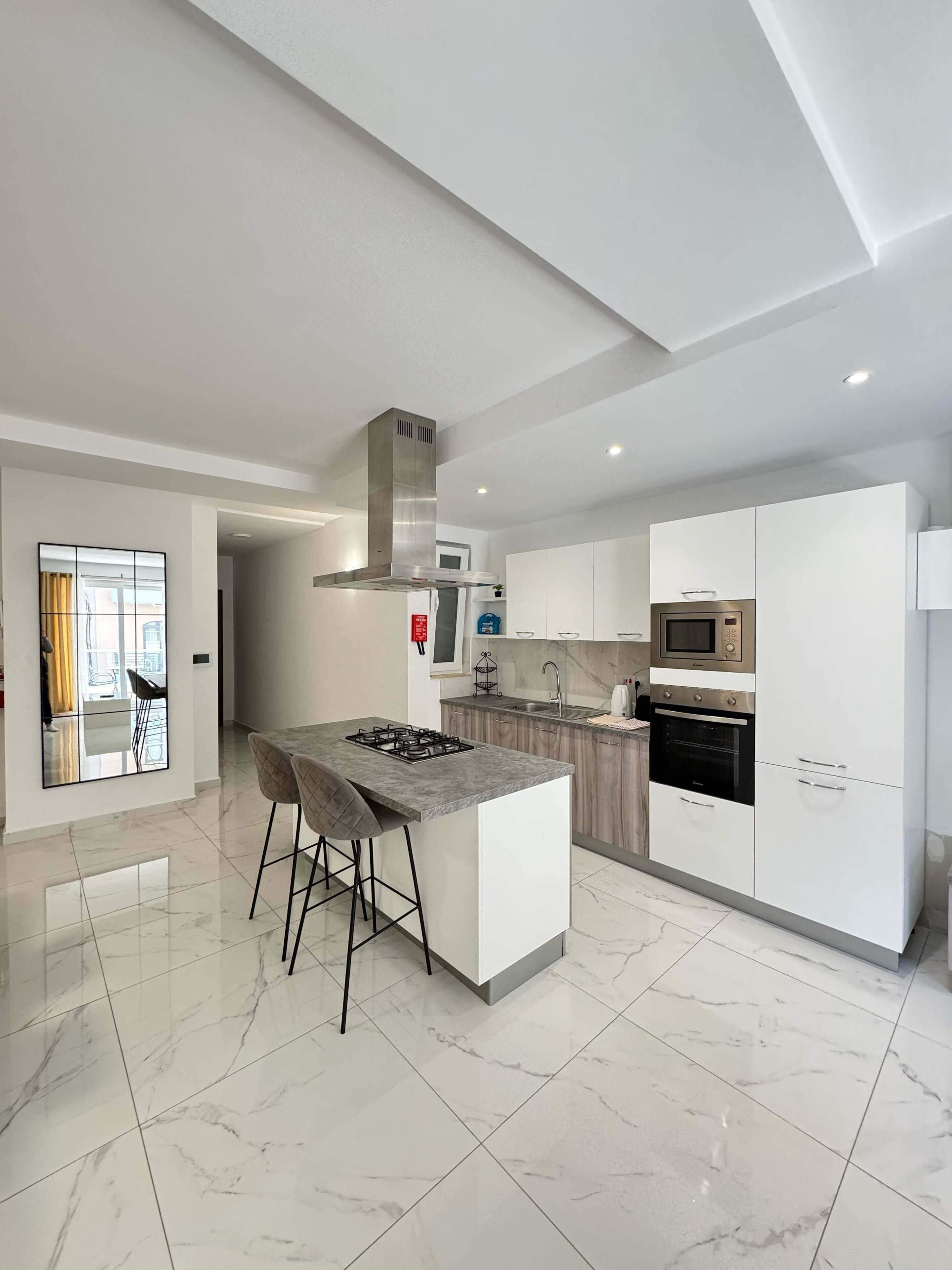 Fridge, microwave, stovetop, toaster