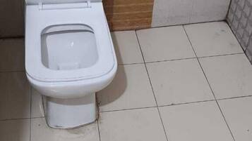 Shower, free toiletries, towels, soap